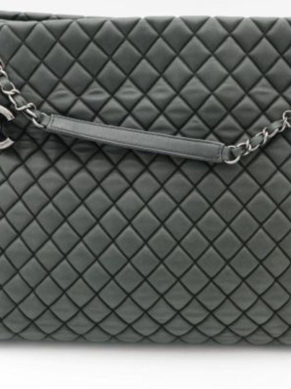 Chanel Iridescent Calfskin New Bubble Quilt Tote In Dark Gray